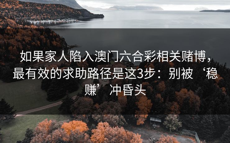 如果家人陷入澳门六合彩相关赌博，最有效的求助路径是这3步：别被‘稳赚’冲昏头