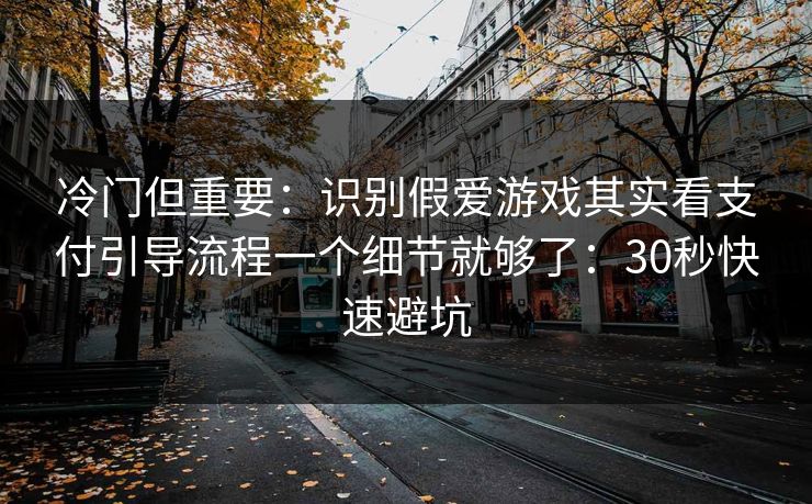 冷门但重要：识别假爱游戏其实看支付引导流程一个细节就够了：30秒快速避坑