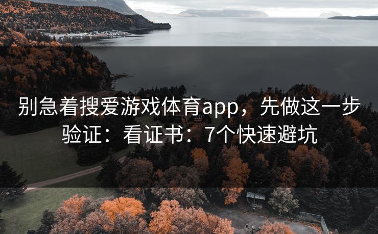 别急着搜爱游戏体育app，先做这一步验证：看证书：7个快速避坑